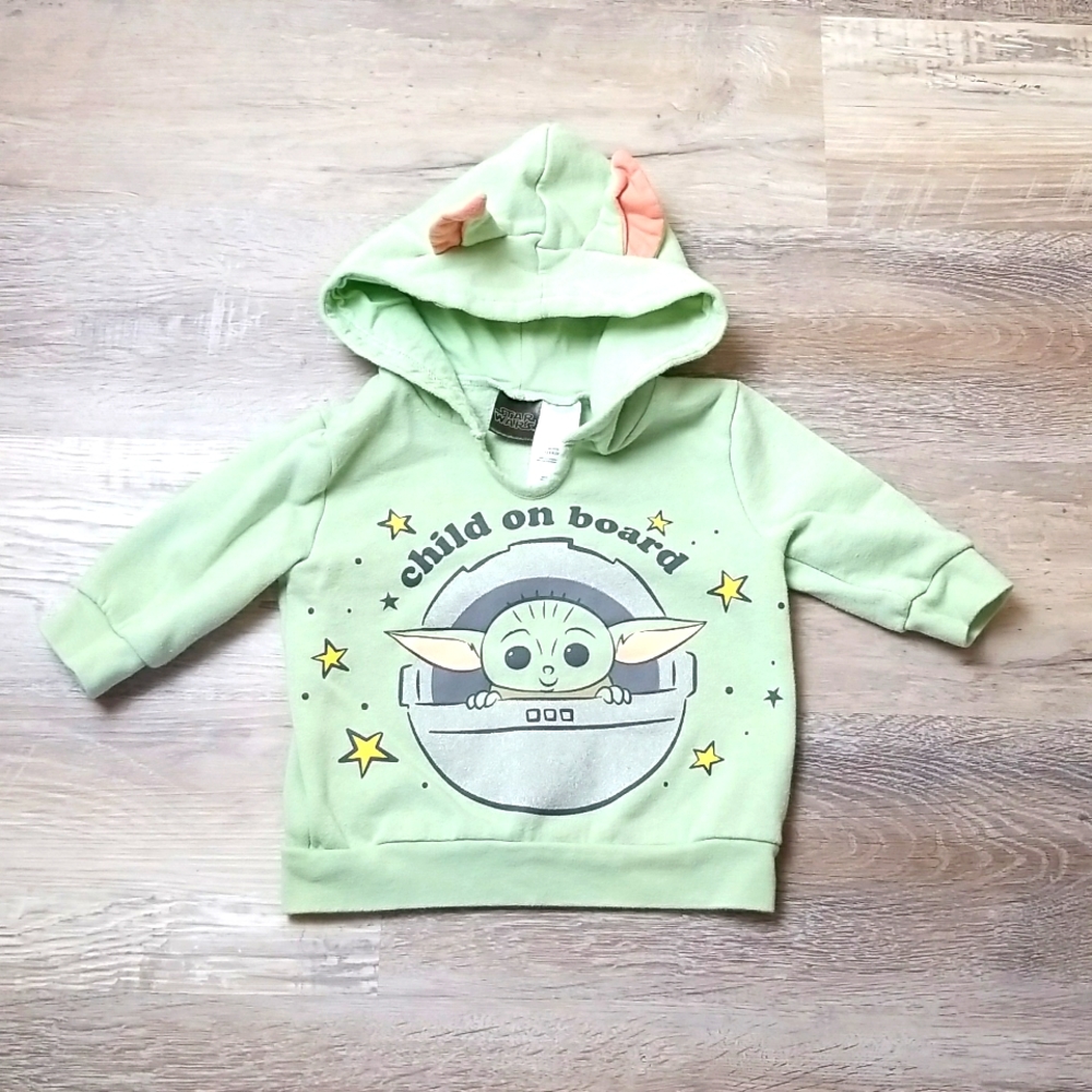 Star Wars 12m Baby Yoda boys child hoodie Grogu sweatshirt neutral 6-12 9-12